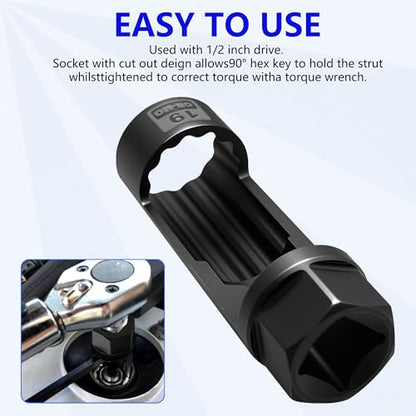 11Pcs Strut Nut Socket 16mm 17mm 18mm 19mm 21mm 22mm 24mm with Suspension Strut Knuckle Spreader 5.0 – 10.5 mm Tool with12 Point 1/2" Drive Suspension Strut Spreader Socket, Shock Absorber Tool - size: 11 Pcs
