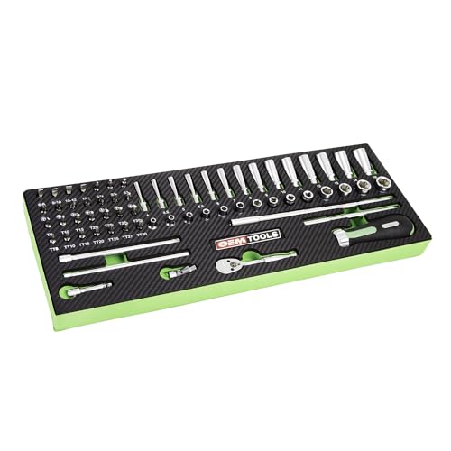 OEMTOOLS 23997 Socket Set 64PC, 1/4" Drive Mechanic Tool Set, Socket Wrench Set Hard Chrome Finish, No-Slip Sockets, Ratchet Set and Extensions for Tight Spaces