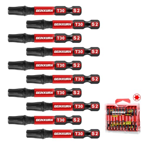 Geinxurn 10Pieces 2 In. T30 Impact Tough Magnetic Screwdriver Bit Set, #30 Torx Head Power Bits, S2 Alloy Steel Star Bits with Storage M-Box - color: 10 Pcs, size: T30 - 2 in