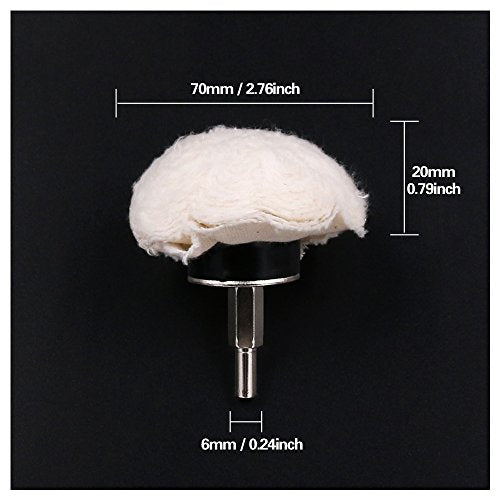 Swpeet 4 Pcs White Cotton Polishing Buff Wheel Set for Polishing Tools, Polishing Pad Wheel Set Perfect for Manifold, Aluminum, Stainless Steel and Chrome (Cone/Column/Mushroom/T-Shaped)