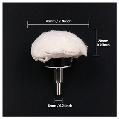 Swpeet 4 Pcs White Cotton Polishing Buff Wheel Set for Polishing Tools, Polishing Pad Wheel Set Perfect for Manifold, Aluminum, Stainless Steel and Chrome (Cone/Column/Mushroom/T-Shaped)