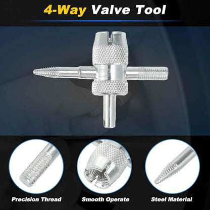 37PCS Quick Tire Valve Change Tool Kit, Tire Valve Stem Core Removal Replacement Tool for Cars Motorcycles Lawn Mowers ATVs Trucks Etc, with 4-Way Valve Tool, TR413/TR414/TR418 - size: Set B