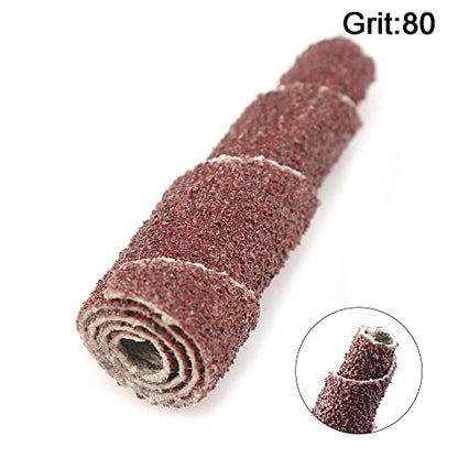 SI FANG 1-1/2 inch Cone Mini Sanding Engine Port and Polish Kit, 80 Grit Aluminum Oxide Spiral Rolls Full Taper, Porting and Polishing Set Sandpaper Sanding Abrasive for Flash Removal (5 Pack) - style: 80# 1-1/2''(Cone)