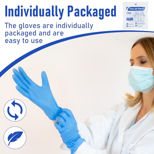 Chicingyou 30 Pairs Disposable Emergency Glove Individually Packaged Travel Gloves Travel Trauma Essential Nitrile Glove (Blue) - color: Blue