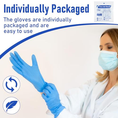 Chicingyou 30 Pairs Disposable Emergency Glove Individually Packaged Travel Gloves Travel Trauma Essential Nitrile Glove (Blue) - color: Blue