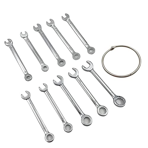 20pcs Mini Wrench Set Open End Wrench Ignition Wrench Sets With Chain Ring British/Metric Type Wrenches (Metric + British) - size: Metric + British