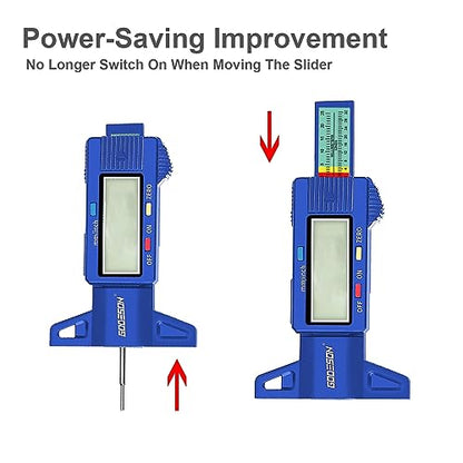 GODESON Tire Tread Depth Gauge, Digital Tire Tread DepthGauge in Inch/MM with Large LCD Display and Tire Tread Depth Measuring Tool for Cars,Trucks,Moto(Blue) - color: Blue