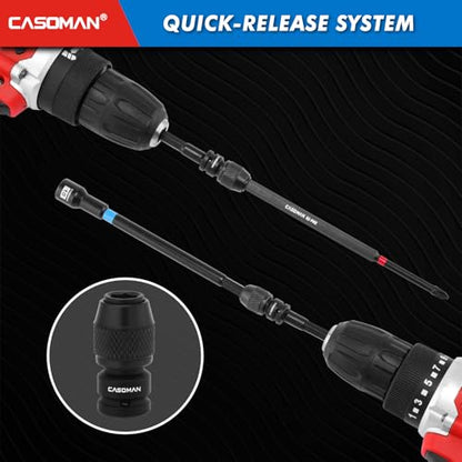 CASOMAN 52-Piece 1/4" Magnetic Nut Driver Set & 1/4" Dr. Shallow and Deep Impact Socket Set, Metric, Includes Adapter, Extension Bar, Universal Joint and Long Impact Bit