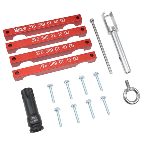 Engine Timing Tool Kit, Compatible with Mercedes Benz M157/M276/ M278, Camshaft Timing Tool with T100, Fuel Injector Puller, Rotary Rod, Fixing Screw, with Case and Gloves - size: for M157 M276 M278
