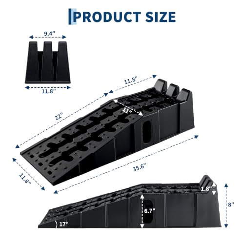 Garvee 2 Pack Low Profile Car Service Ramps, 5 t Heavy Vehicle Lift Ramps | 10000 LB Heavy Duty Vehicle Lift Ramps, 6.7" Lift Height Portable Auto Ramp for Home Garage Oil Change Maintenance Repair - size: 5T