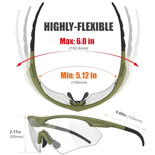 HTS HUNTERSKY S53 Anti Fog Tactical Shooting Range Safety Glasses ANSI Z87.1 Ballistic Eye Protection Hunting Airsoft Riding - color: S53 Green / Clear