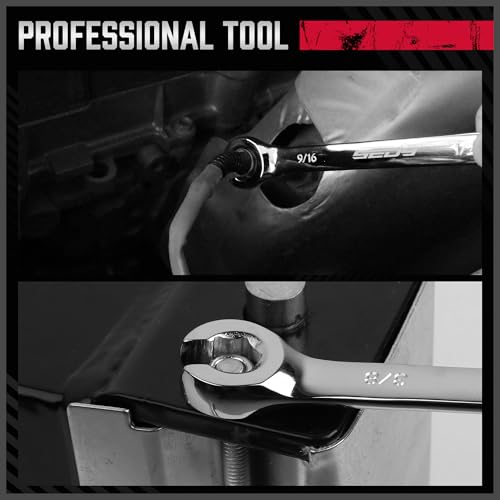 4-Piece Flare Nut Wrench Set - SAE Brake Line Wrench 1/4, 5/16, 3/8, 7/16, 1/2, 9/16, 5/8, 11/16-inch, Professional Offset Heads, Portable Organizer Pouch Included - style: 4-Pc SAE (Flare Nut)