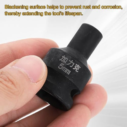 HARFINGTON 3pcs 4 Point Square Socket 1/2" Drive 5mm Metric Square Impact Socket CR-V Blackening Standard Wheel Sleeve Pneumatic Sleeve Tool for Auto Repair Mechanical Maintenance Home Use - size: 5mm