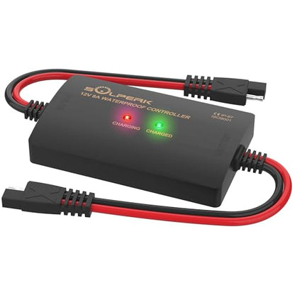 SOLPERK 8A 12V Solar Charge Controller with LED Display, IP67 Waterproof PWM Intelligent Solar Panel Battery Regulator for Gel AGM Lead-Acid Lithium LiFePO4 Battery, Used in RV Boat Car