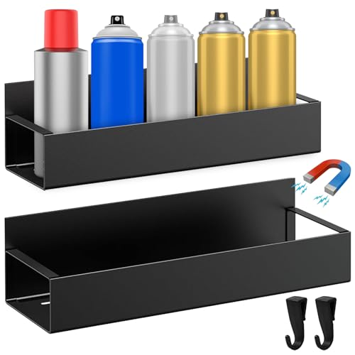 2 Pcs Magnetic Spray Can Holder, Magnet Toolbox Holder, Wall Mounted Spray Bottle Rack, Mechanic Paint Can Organizer, Tool Box Storage Rack for Garage Home Workspace (Black) - color: Black