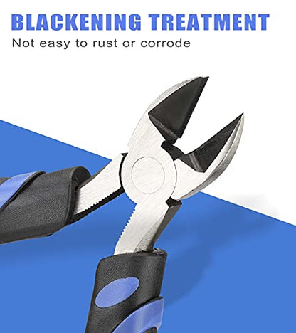 URASISTO 6-Inch Side-Cutting Pliers Diagonal Pliers with heavy Duty Nickel Chromium Steel Construction - size: 6" Diagonal Cutting Pliers