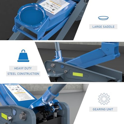 LARBANKE 3 Ton (6,600 lbs) Heavy Duty Steel Floor Jack, Hydraulic Service Jack with Unique Reflective Tape, Rapid Lifting Range 5.31" to 18.11" for Sedans, Coupes, Compact SUVs and Pickups