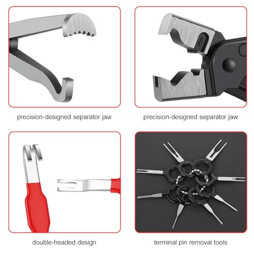 5Pcs Electrical Disconnect Pliers for Cars | Automotive Connector Separator Tool, Hose Clamp Pliers with 8Pcs Terminal Pin Removal Tools, Fuel Line Petrol Clip