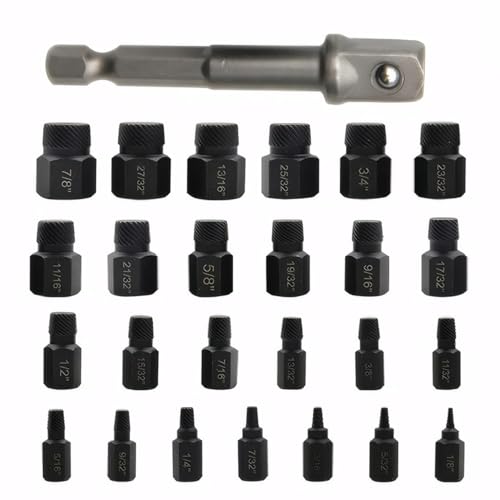 26pcs Screw Extractor Set, 2025 Upgraded Broken Head Bolt Screw Cap Extractor Broken Head Screw Hexagon Socket Bolt Removal Tool, Damaged Bolt and Screw Extractor Set