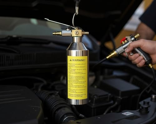 AC Flush Kit, AC Flush Tool with Thickened Stainless Steel Tank, Car & Home AC Flush Bottle Set for R134A R12 R22 R404 R410A Systems