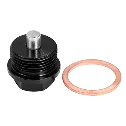 X AUTOHAUX 2 Set M24x1.5 Oil Drain Plug Magnetic Aluminum Alloy Sump Drain Nut Oil Drain Bolt with 2 Washer for Car Motorcycle Black - size: M24x1.5