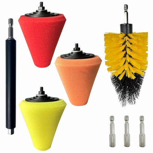 Drill Bit Polishing Cone Sponges with Handheld Extension Holder | 8Pcs Metal Polishing Tool, Car Wheel Polishing Sponge, Polishing Pad,Suitable for Household Standard Hand Drill - style: cone _8