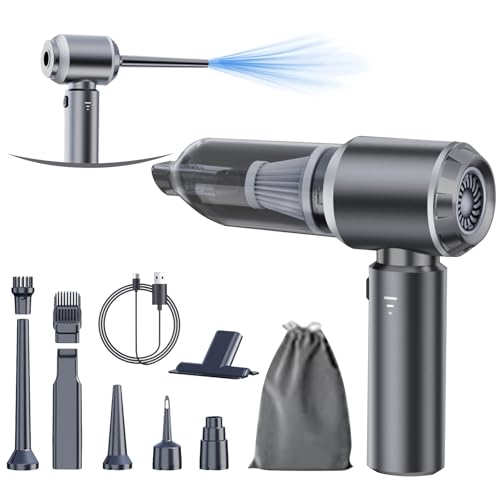 houscly Car Vacuum Portable Cordless 20000PA High Power 4-in-1 Compressed Air Duster & Air Blower & Pump Hand Held Vacuum with Brushless Motor for Car, Home, Office,Camping Ideal Gifts for Men & Women - color: Silver