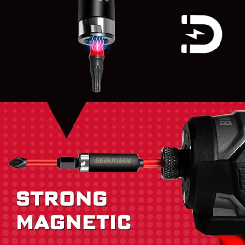 Geinxurn Magnetic Torsion Impact Bit Holder, 4PACK Extension Locking Socket Drill Bit Holder S2 Alloy Steel Hex Shank Quick-Change Drill Bit Guide(2.5" 3" 6" 12") - style: Multi Size -Bit Holder-4PCS