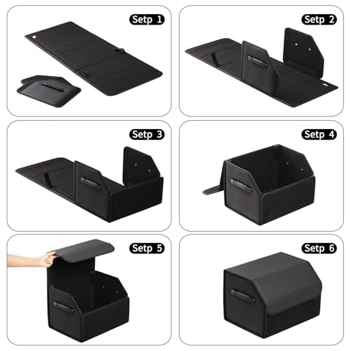 AUTOARK Leather Car Trunk Organizer,Durable Collapsible Adjustable Compartments Cargo Storage,AK-141 - size: L 16.54" x W 12.2" x H 11.5"
