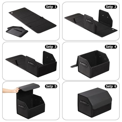 AUTOARK Leather Car Trunk Organizer,Durable Collapsible Adjustable Compartments Cargo Storage,AK-141 - size: L 16.54" x W 12.2" x H 11.5"