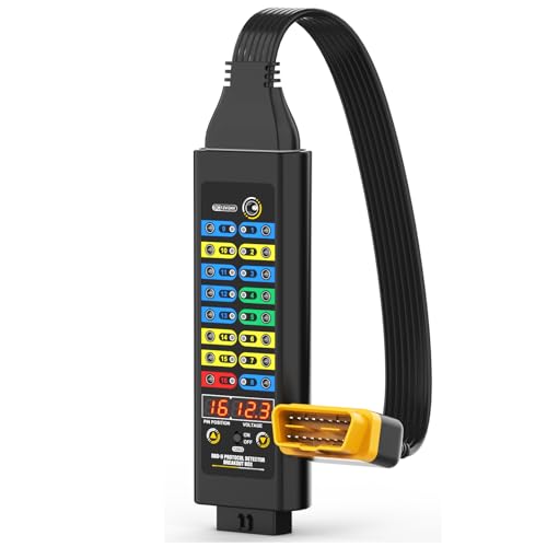 OBD2 Breakout Box, 120Ω Resistor DC 12V/24V Premium Automotive Diagnostics OBDII Protocol Detector for Communication/Power/Ground Detection/ECU Testing, W/Voltage Display,Universal Wire Jumper & Clips - style: Premium OBD2 Breakout Box