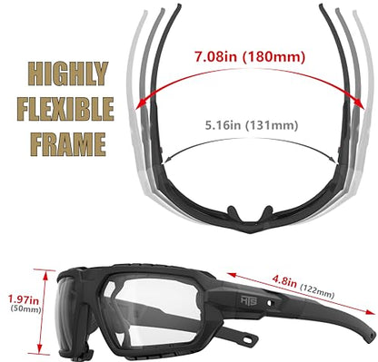 HTS HUNTERSKY Protective Powersports Motorcycle Anti Fog Riding Goggles Eyewear Padded Sunglasses Windproof UTV Spoggles - color: Black Clear