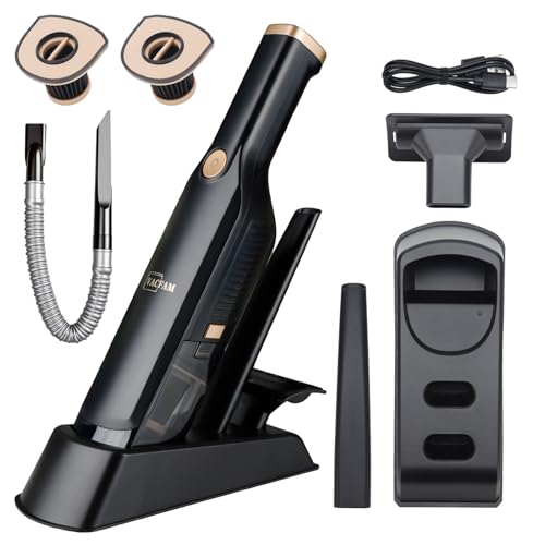 Handheld Vacuum Cordless,Dust Busters Cordless with Storage Dock,15KPA High Power Portable Vacuum Vordless,USB Quick Charge,Mini Vacuum with Multi-Nozzles & Washable Filter，Black - color: Muted Black