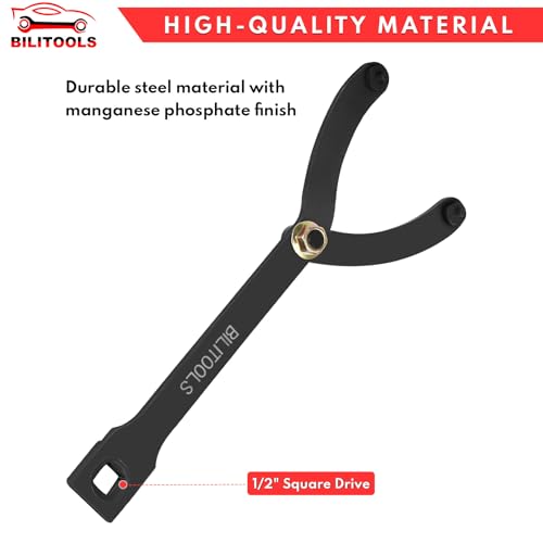 BILITOOLS 15PCS Pulley Holder Tool Set, 1/2" Drive Adjustable Pin Wrench | Adjustable Spanner Wrench Tool with Variable Pins: 3.5mm, 4mm, 4.5mm, 5mm, 6mm, 6.5mm & 10mm, Fits Camshaft Pulleys