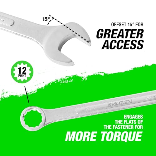 OEMTOOLS 22104 1-1/4" Jumbo Wrench, Open End & One Box Head, Long-Shaft Wrench for Extra Torque & Leverage, Smooth Open End Doesn’t Mark Fasteners - size: 1-1/4"