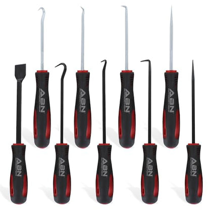 ABN Precision Scraper, Hook, and Pick 9-Piece Set – Small 6.5in and Large 10in Automotive and Electronic Tools