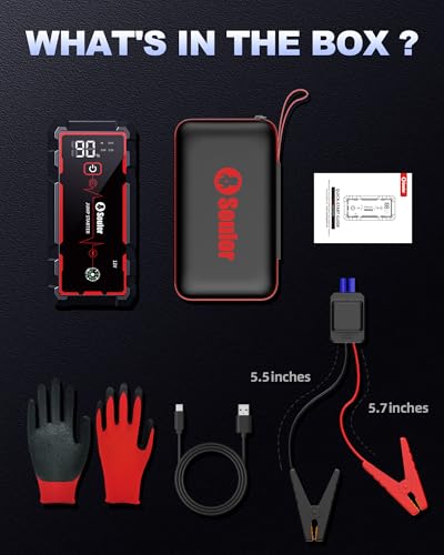 Jump Starter, Battery Jumper Starter Portable, Car Battery Jump Starter with 3 Modes Flashlight, Compass, Power Bank and Jumper Cable - color: 5000A+CY20+EVAbag