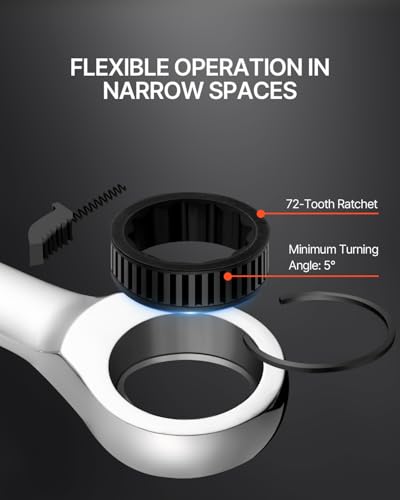 VEVOR Combination Wrench Set, 30-Piece Ratcheting Wrench Set with Organizer Rack, Cr-V Steel Wrench Set SAE 1/4" to 1", Metric 8 mm to 24 mm, Ideal for General Household, Garage, Workshop, Emergency | SAE 1/4" to 1", Metric 8 mm to 24 mm, Cr-V Steel, with