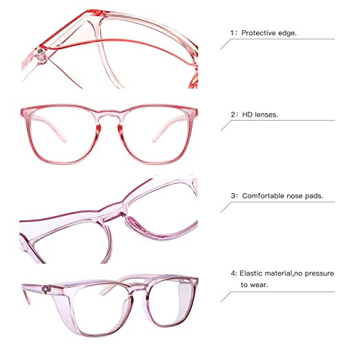 JOO'RTI Anti-Fog Safety Goggles Anti-Blue Light Saftey Glasses Anti-Dust Protective Eyewear for Women and Men - color: 2packs(lilac & Pink)