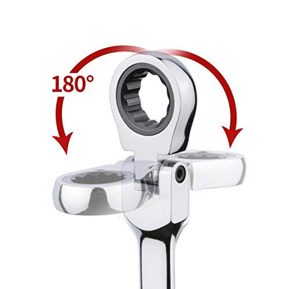 BULLTOOLS 6-Piece Flex-Head Extra Long Ratcheting Wrenches Double Box End Chrome Vanadium Steel 72-Tooth Wrench Set with Metric 8mm - 19mm - size: 8mm-19mm SET
