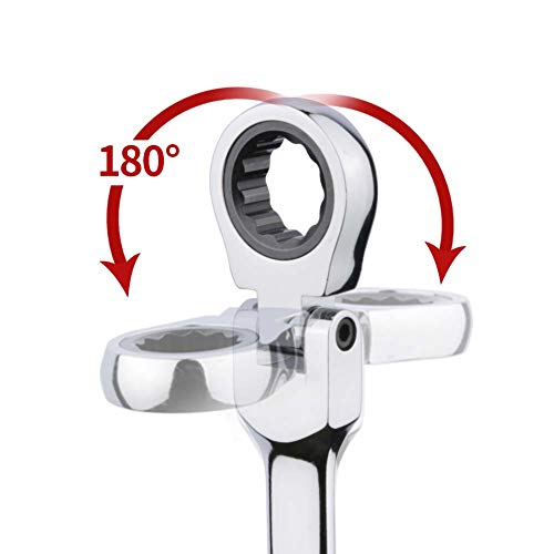 BULLTOOLS Flex-Head Extra Long Ratcheting Wrenches Double Box End Chrome Vanadium Steel 72-Tooth Wrench with Metric 9 mm x 11 mm - size: 9mmx11mm
