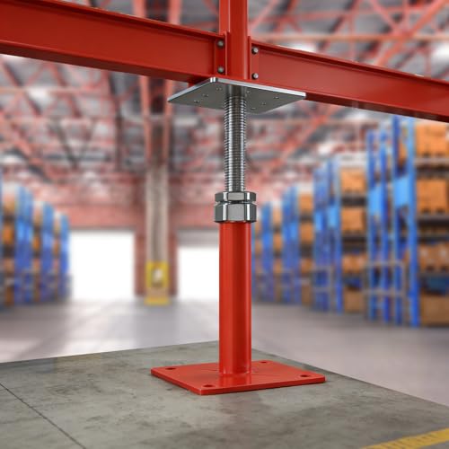 4PCS House Floor Jacks for Leveling & Lifting, 5" - 8" Height Adjust Range, Adjustable Crawl Space Jacks, Telescoping Screw Jacks for Temporary Support - 11000 lbs Max Load Capacity, Red - size: 5-8in Red