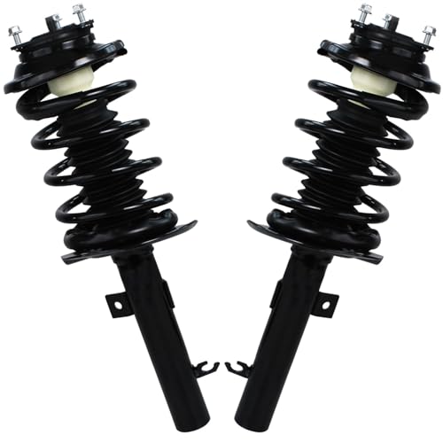 Detroit Axle - Front Steering Knuckles & Wheel Hub Bearing Struts w/Coil Spring Rear Shock Absorbers Replacement for 2006-2007 Ford Focus - size: 6AQU47692/ strut shock sway kit