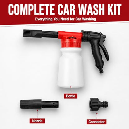 Car Wash Foam Gun for Garden Hose, Premium Foam Cannon Sprayer with Adjustable Foam Blaster, Car Wash Kit Soap Sprayer for Auto Detailing, Easy Connect Hose Foam Cannon-Black - color: Black