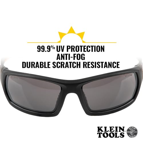 Klein Tools 60164 Safety Glasses, Professional PPE Protective Eyewear with Full Frame, Scratch Resistant and Anti-Fog, Gray Lens - style: Gray Lens