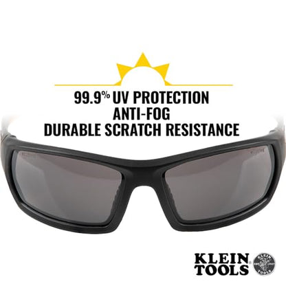 Klein Tools 60164 Safety Glasses, Professional PPE Protective Eyewear with Full Frame, Scratch Resistant and Anti-Fog, Gray Lens - style: Gray Lens