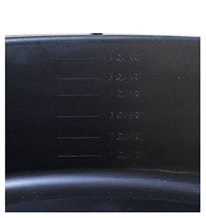 QUIX 14.5" Oil Draining Pan | Black ABS Plastic | Built-in Pour Spout | Markings for 1-6 Quarts | Lightweight Design
