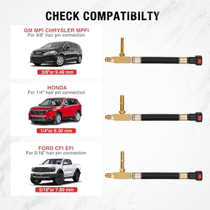 Nilight Fuel Pressure Gauge Tester Kit with Quick Connected Hose, 0-100 PSI Fuel Pressure Tester Tool with 6.30 7.89 9.49 Fuel Line Fittings, 4PCS - color: Basic A