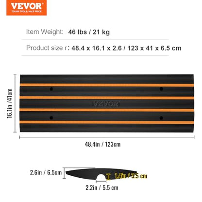 VEVOR Rubber Curb Ramps for Driveway, 2 Pack Threshold Bridge, 33069 lbs Load Capacity, 2.5" Rise, with Reflective Safety Strips, Ideal for Cars, RVs, Scooters and Motorcycles to Prevent Car Scraping - size: 2.5" Rise (2-Pack)
