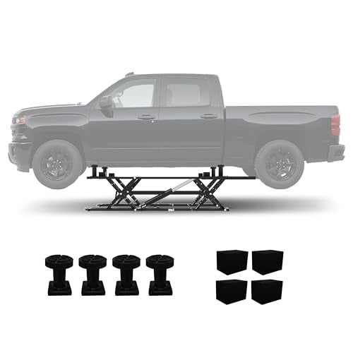 Garvee 5000LBS Portable Car Lift, Heavy Duty Scissor Jack for Trucks SUVs Sedans, Hydraulic Vehicle Lift with Safety Lock, Adjustable Height 10.24"-26.8", Extension Plates Included - size: 5000 LBS